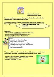 English worksheet: present continuous