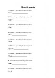 English worksheet: Phonetic sounds