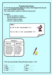 English worksheet: PRESENT PERFECT 