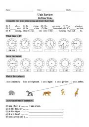 English worksheet: Unit Review-Being, Have, Time