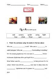 English worksheet: Writing-Spiderman