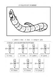 English Worksheet: Colour by number