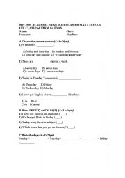 English worksheet: days animals and  time
