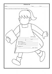 English Worksheet: All about me - Girl