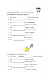 English worksheet: past simple tense