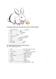 English worksheet: present to be - p. continuous 