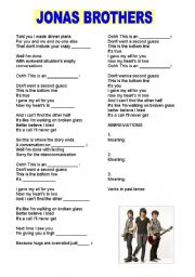 English Worksheet: Jonas Brothers