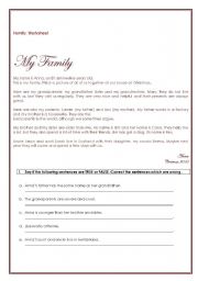 English Worksheet: Family