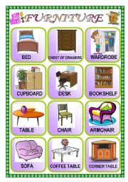 English Worksheet: FURNITURE AT HOME 