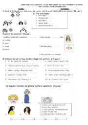 English Worksheet: exam for 6th classes in Turkey