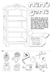 English Worksheet: Toys Memo Game (2/2)