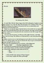 English Worksheet: The Sinking of the Titanic