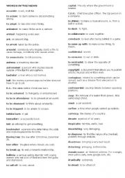English Worksheet: the words from the news