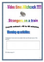 English Worksheet: Video time!  STRANGERS ON A TRAIN by Alfred HITCHCOCK - Extract  # 4 (16 tasks, 9 pages, KEY included)