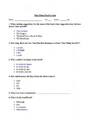 English worksheet: That thing you do Quiz