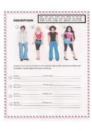 English Worksheet: PHYSICAL DESCRIPTIONS