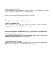 English worksheet: Comparative forms of adverbs used in comparisons + exercises