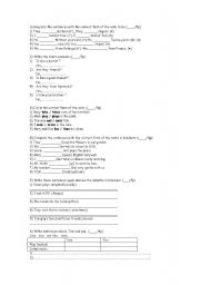 English Worksheet: verb to be 