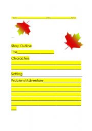 English worksheet: Fall story outline