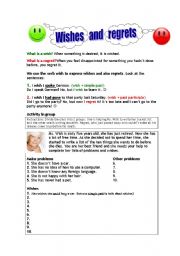 English Worksheet: Wishes and regrets (s. past or past perfect)
