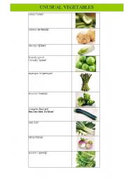 English Worksheet: UNUSUAL VEGETABLES