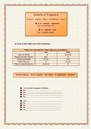 English Worksheet: adverbs of frecuency