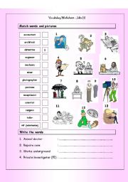 English Worksheet: Vocabulary Matching Worksheet - JOBS (3)