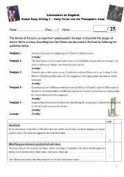 English worksheet: Harry Potter Book 1 Guided Essay 2