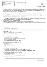 English worksheet: Comprehension