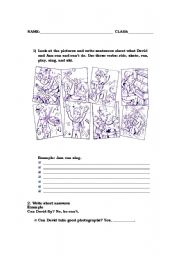 English Worksheet: can and cant