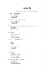 English Worksheet: going to- worksheet
