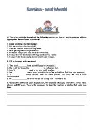 English Worksheet: Used to and  Would