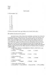 English worksheet: simple test 7th grade