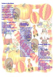 English Worksheet: Poems for Thanksgiving