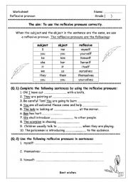 English Worksheet: Reflexive pronouns