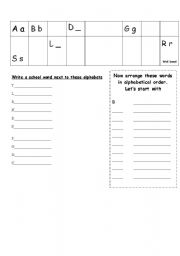 English Worksheet: ALphabatize