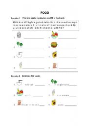 English worksheet: Food vocabulary