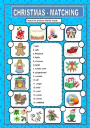 English Worksheet: CHRISTMAS - MATCHING