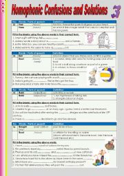 English Worksheet: Homophonic Confusions and Solutions 3