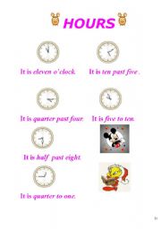 English Worksheet: hours - times