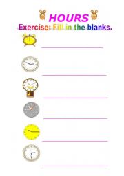 English Worksheet: hours - exercise