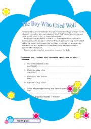 English Worksheet: the boy who cried wolf (short story)