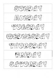 English Worksheet: Days of the weeks cards