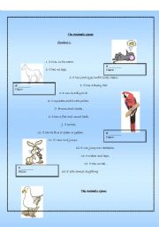 English worksheet: The animals game (Student C and D)