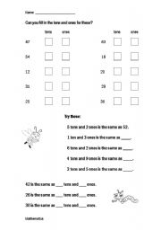 English worksheets: Tens & Ones