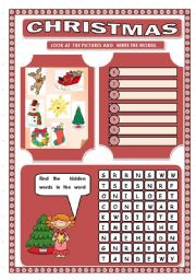 English Worksheet: CHRISTMAS WORD SEARCH