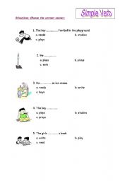 English worksheet: simple verb