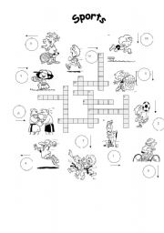 English Worksheet: FOR BEGINNERS: !sports crosswords