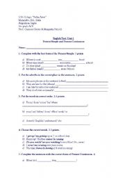 English worksheet: Test. Simple present and Present Continuous
