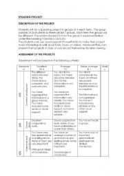 English Worksheet: SPEAKING PROJECT